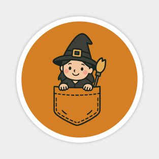 Cute Witch Pocket Pal Funny Halloween Witch Magic Humor Magnet
